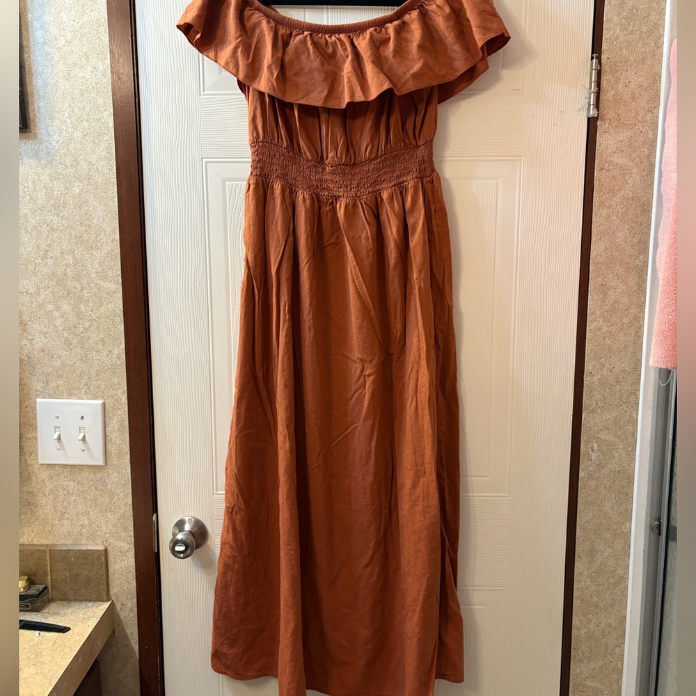 Off the Shoulder Brown Dress